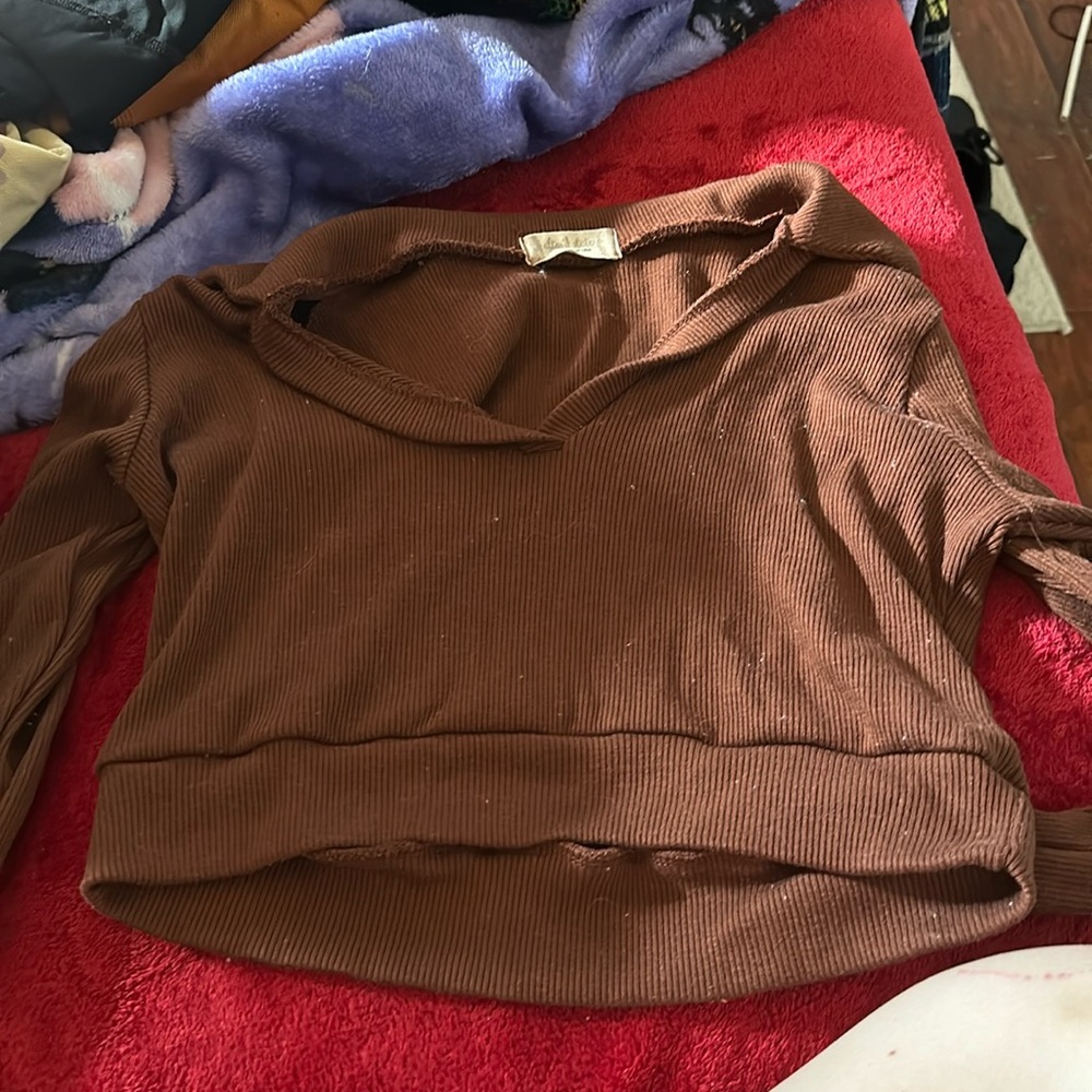 Brown altered state long sleeve crop top